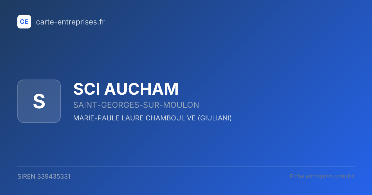 SCI AUCHAM — 339435331 — fiche entreprise