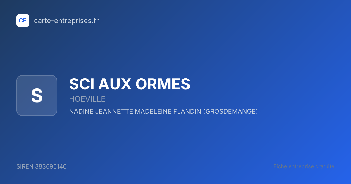 SCI AUX ORMES — 383690146 — fiche entreprise