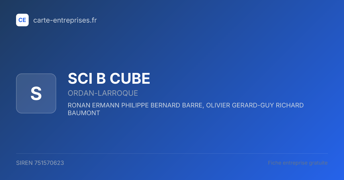 SCI B CUBE — 751570623 — fiche entreprise