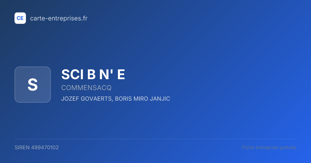 SCI B N' E — 499470102 — fiche entreprise