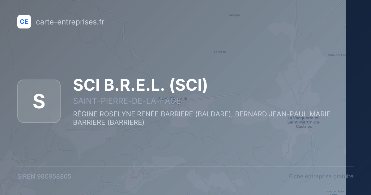 SCI B.R.E.L. (SCI) — 980958805 — fiche entreprise