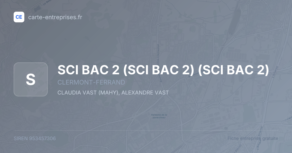 SCI BAC 2 (SCI BAC 2) (SCI BAC 2) — 953457306 — fiche entreprise