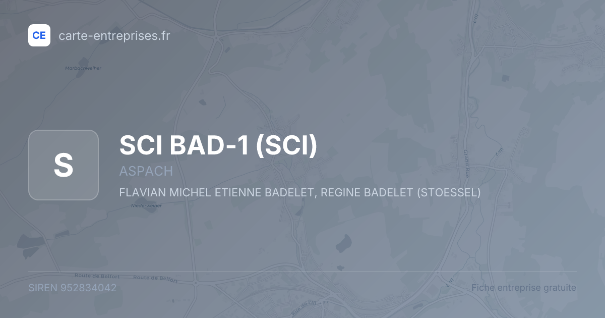 SCI BAD-1 (SCI) — 952834042 — fiche entreprise