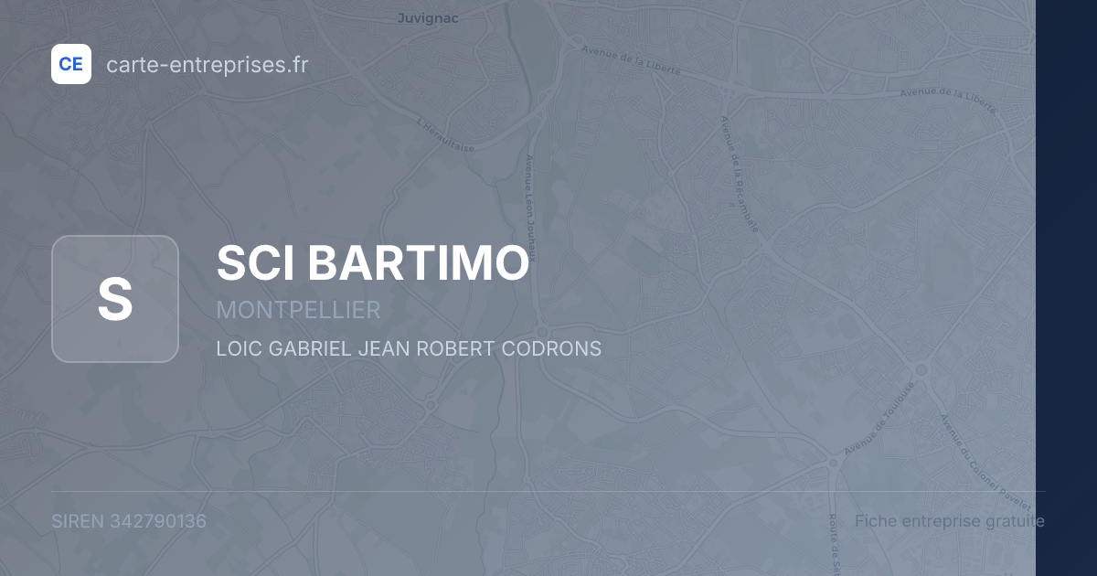 SCI BARTIMO — 342790136 — fiche entreprise