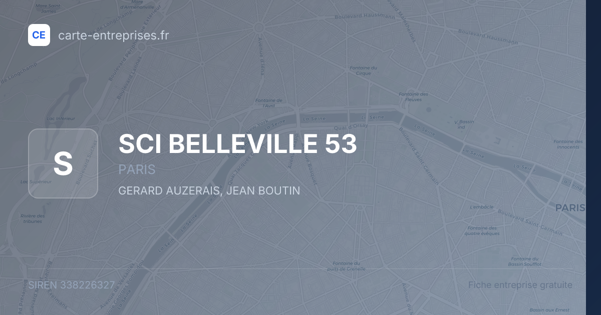 SCI BELLEVILLE 53 — 338226327 — fiche entreprise