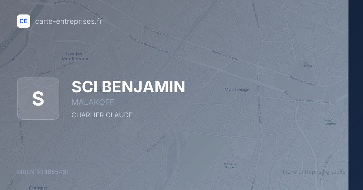 SCI BENJAMIN — 334655461 — fiche entreprise