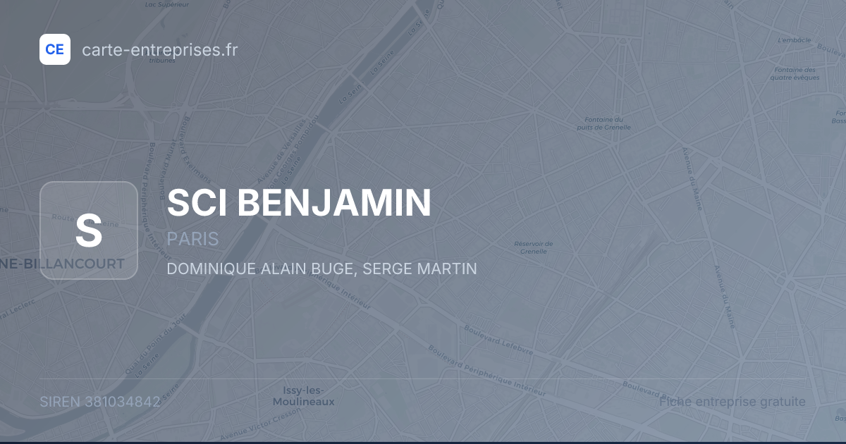 SCI BENJAMIN — 381034842 — fiche entreprise