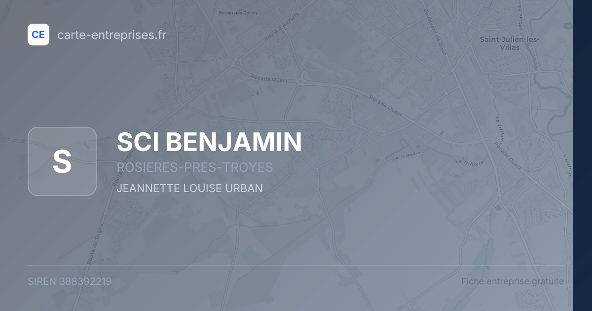 SCI BENJAMIN — 388392219 — fiche entreprise