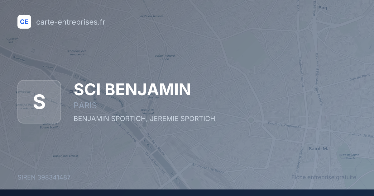 SCI BENJAMIN — 398341487 — fiche entreprise