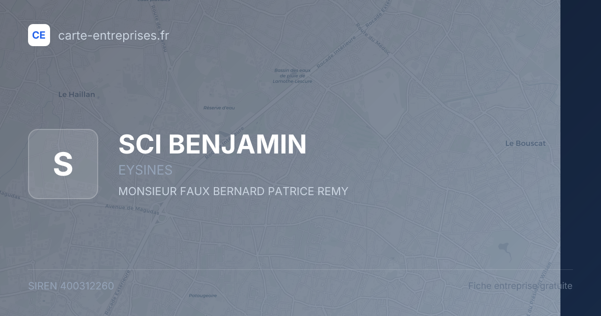 SCI BENJAMIN — 400312260 — fiche entreprise