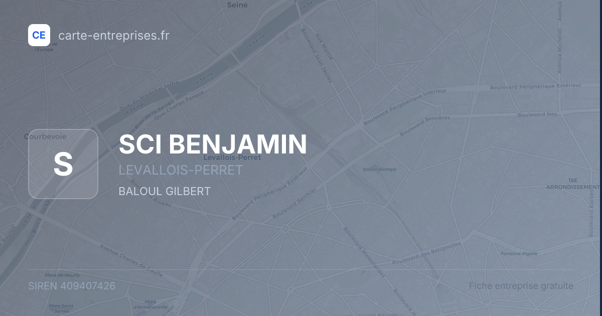 SCI BENJAMIN — 409407426 — fiche entreprise