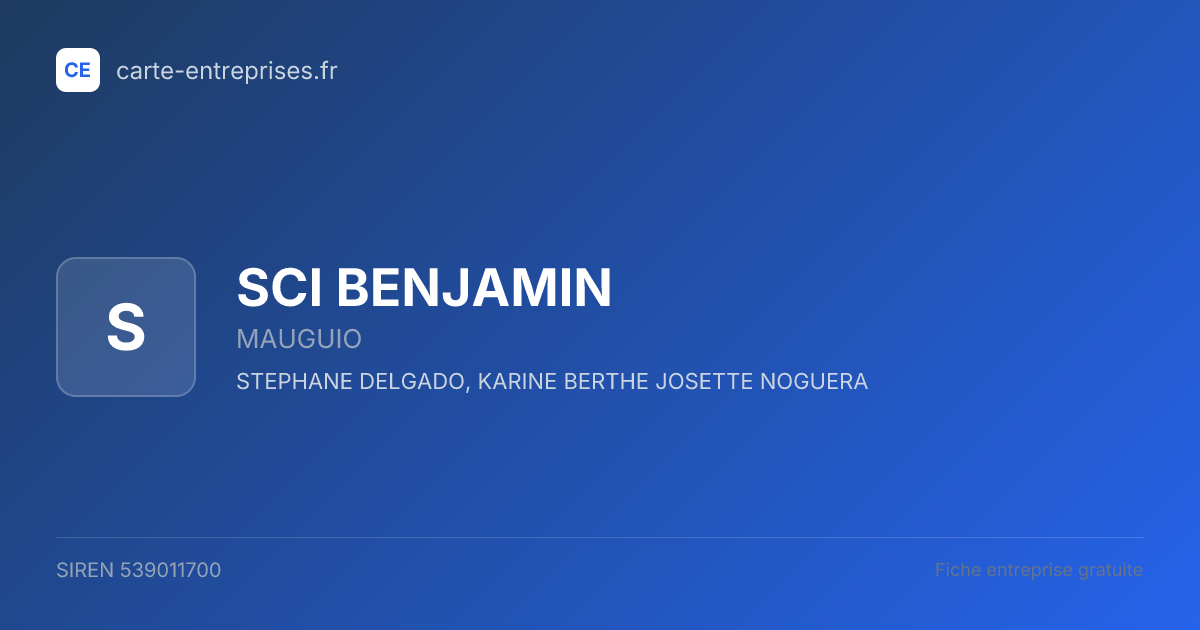 SCI BENJAMIN — 539011700 — fiche entreprise