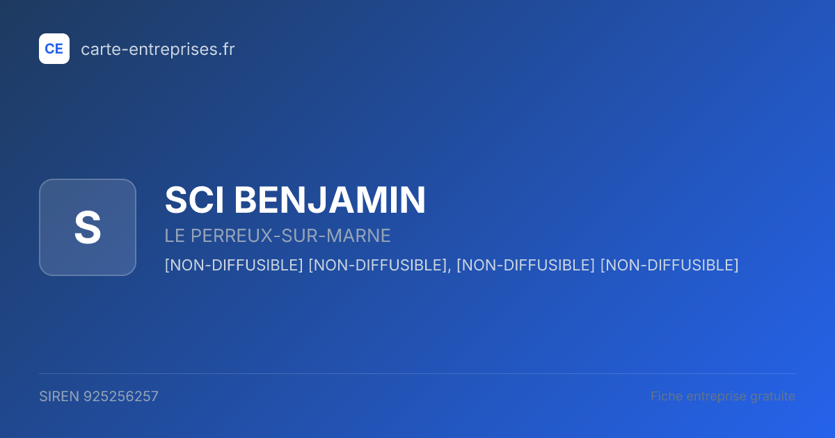 SCI BENJAMIN — 925256257 — fiche entreprise