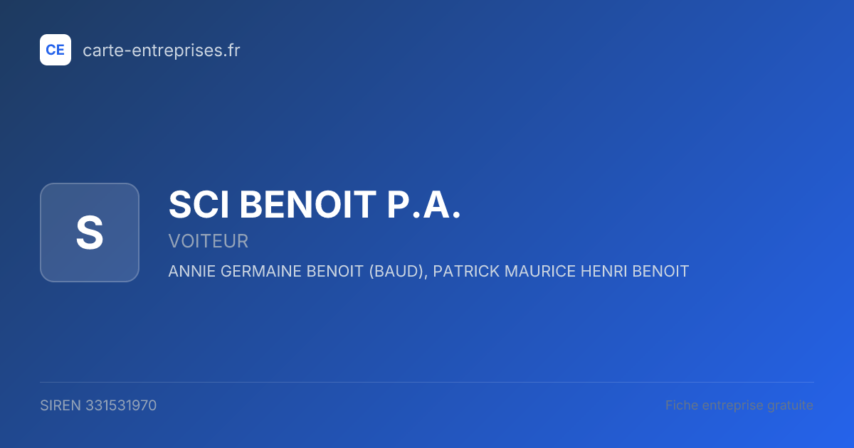 SCI BENOIT P.A. — 331531970 — fiche entreprise