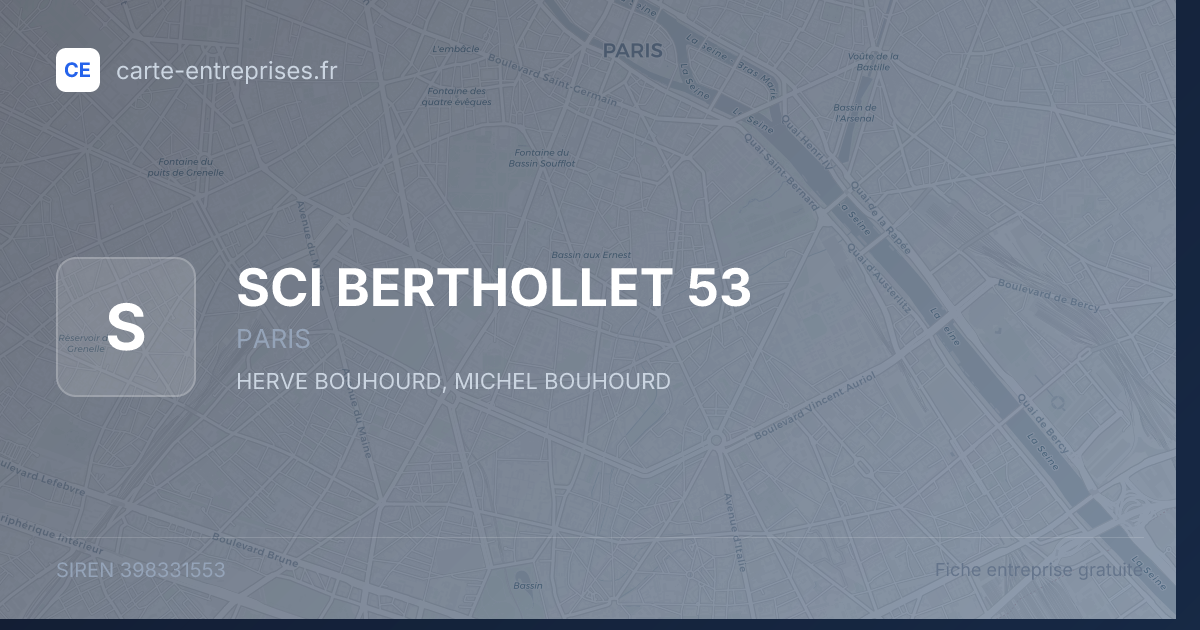 SCI BERTHOLLET 53 — 398331553 — fiche entreprise