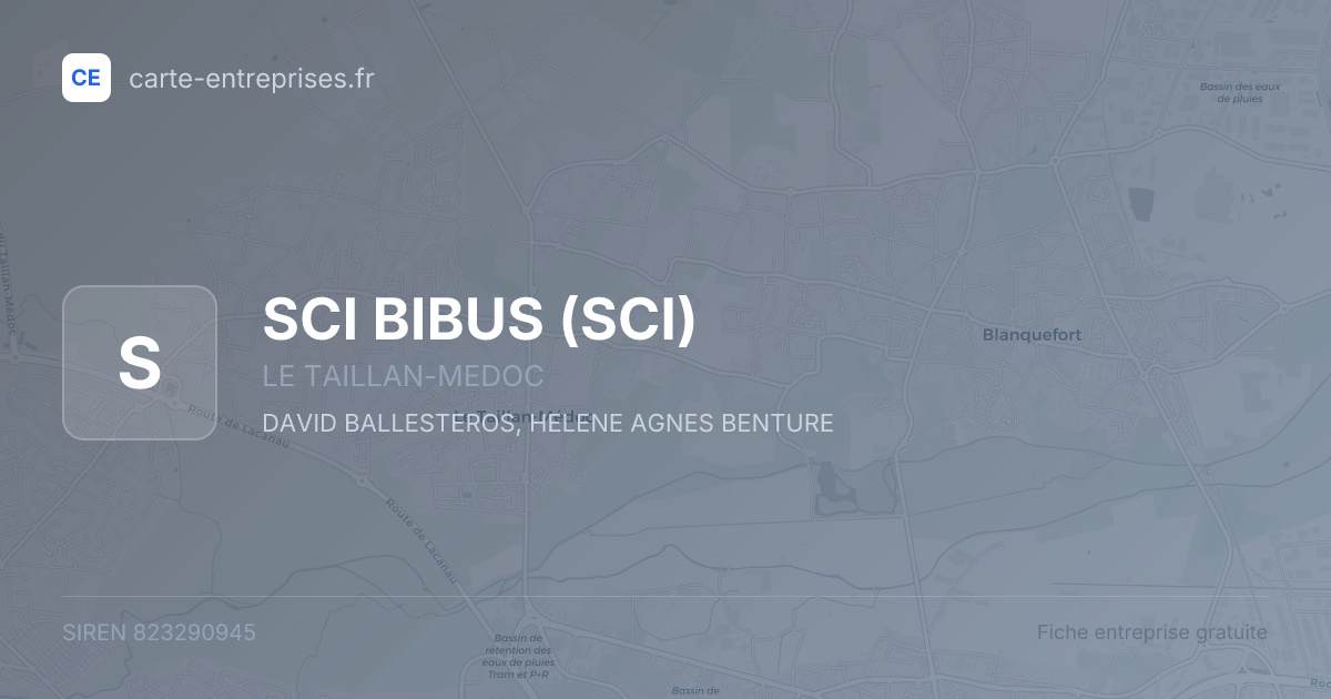 SCI BIBUS (SCI) — 823290945 — fiche entreprise