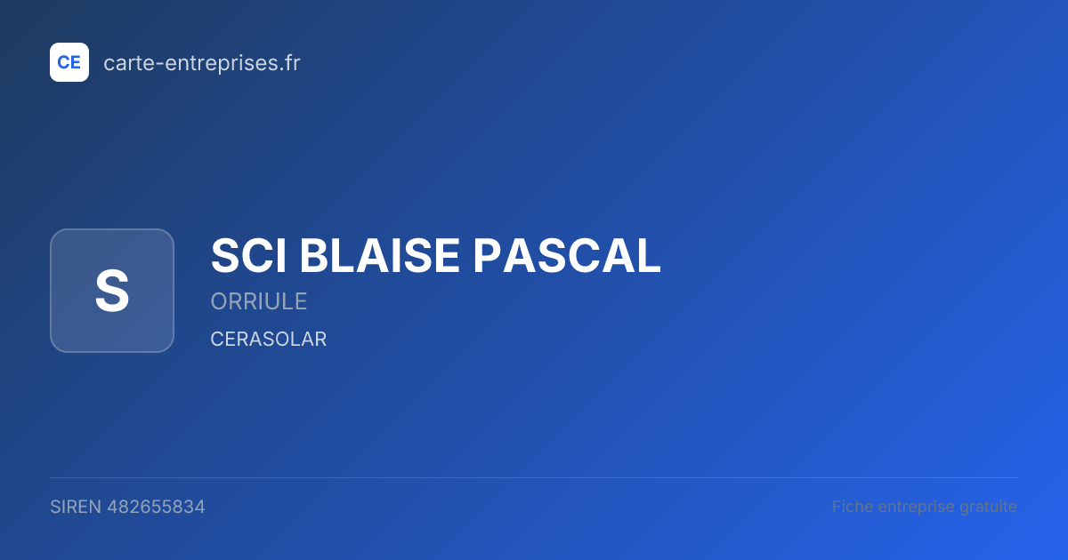 SCI BLAISE PASCAL — 482655834 — fiche entreprise