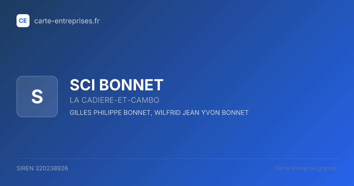 SCI BONNET — 320238926 — fiche entreprise