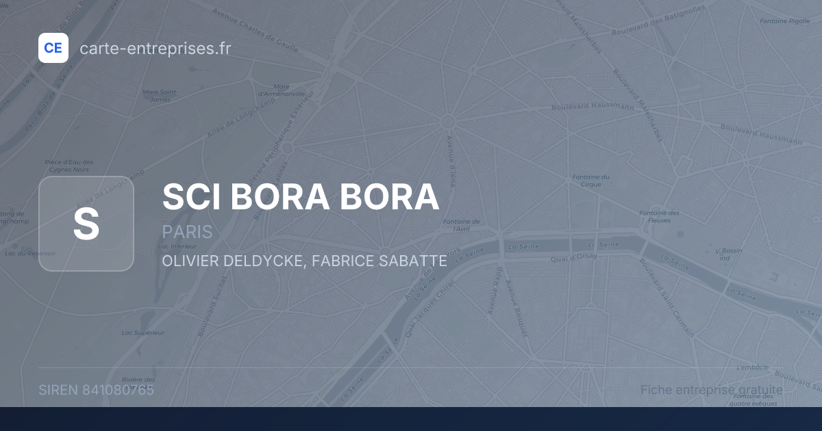 SCI BORA BORA — 841080765 — fiche entreprise