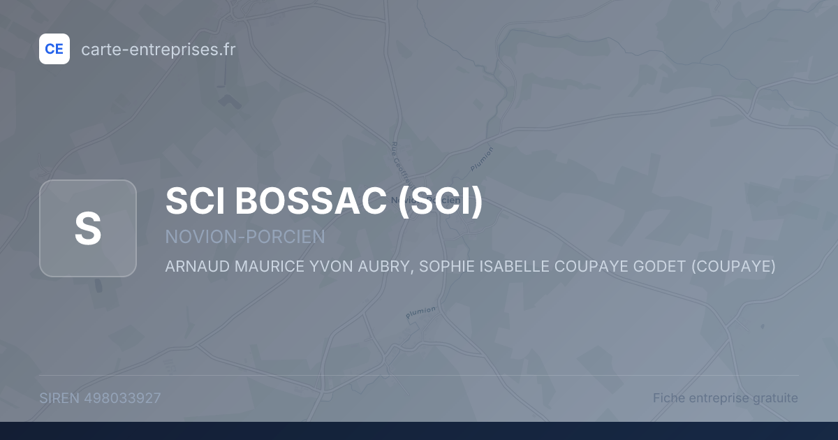 SCI BOSSAC (SCI) — 498033927 — fiche entreprise