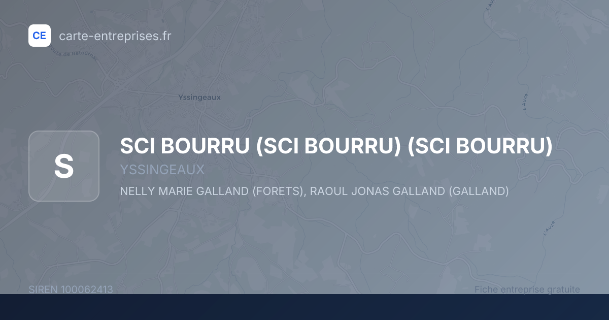 SCI BOURRU (SCI BOURRU) (SCI BOURRU) — 100062413 — fiche entreprise