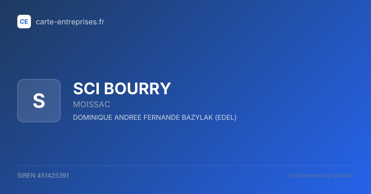 SCI BOURRY — 451425391 — fiche entreprise