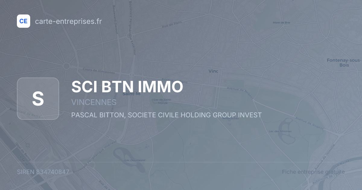 SCI BTN IMMO — 834740847 — fiche entreprise