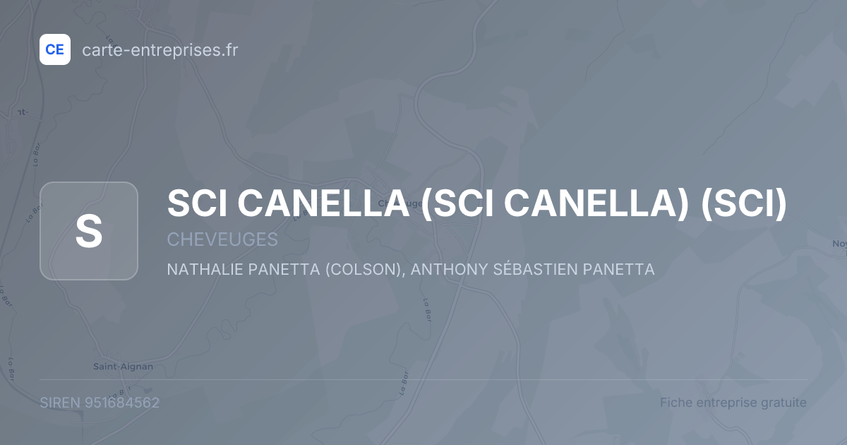 SCI CANELLA (SCI CANELLA) (SCI) — 951684562 — fiche entreprise