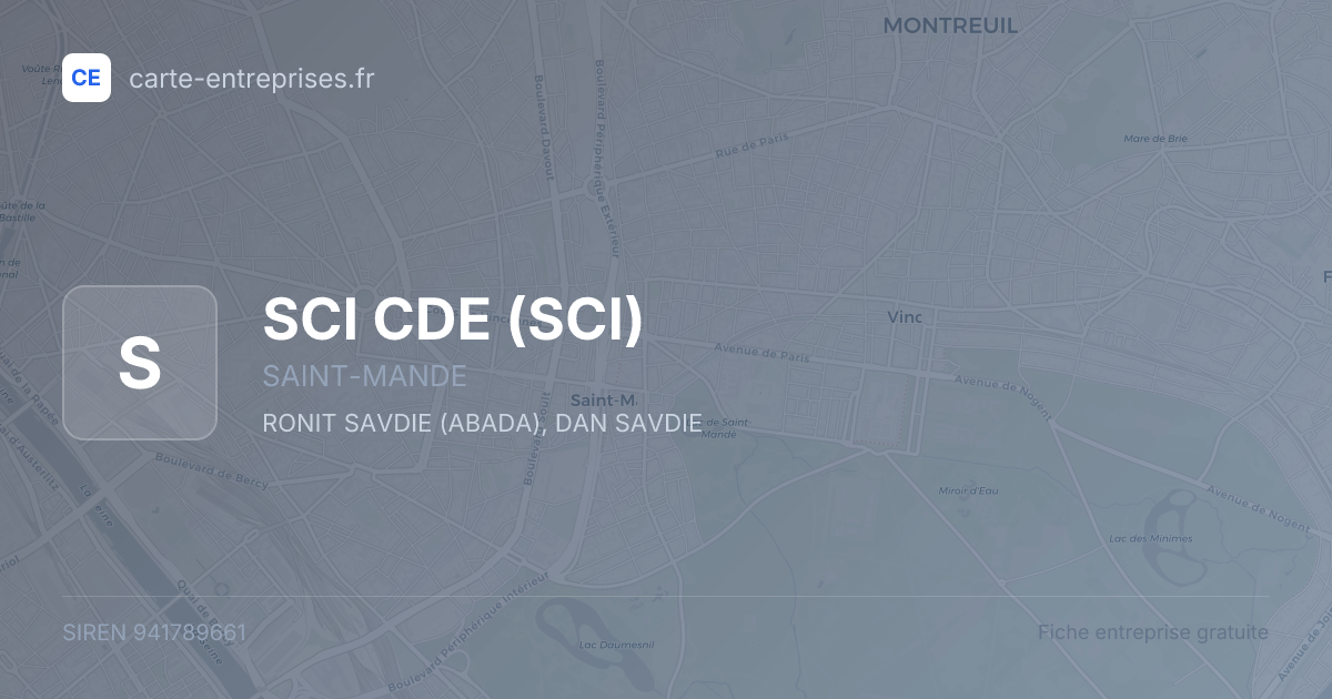SCI CDE (SCI) — 941789661 — fiche entreprise