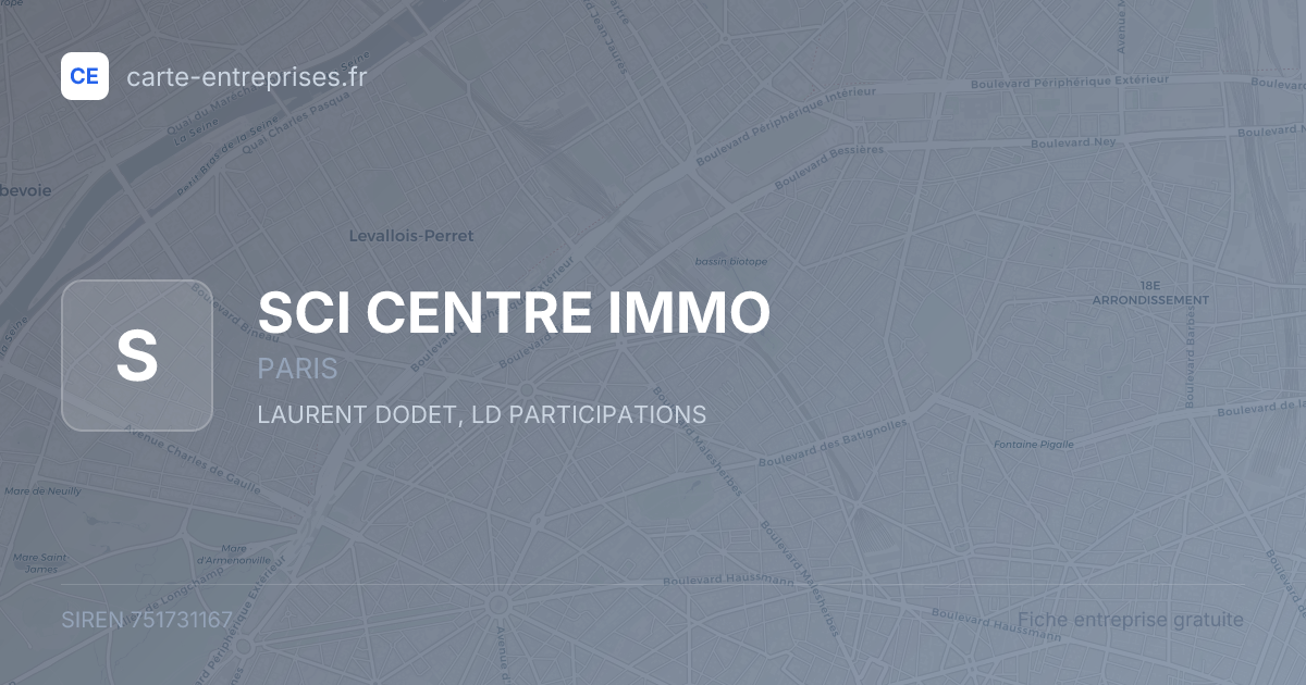 SCI CENTRE IMMO — 751731167 — fiche entreprise
