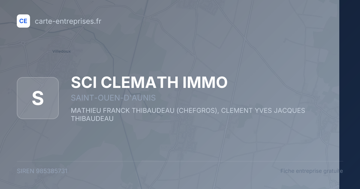 SCI CLEMATH IMMO — 985385731 — fiche entreprise