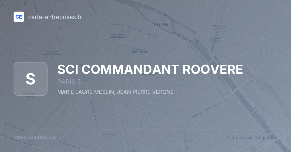 SCI COMMANDANT ROOVERE — 538085754 — fiche entreprise