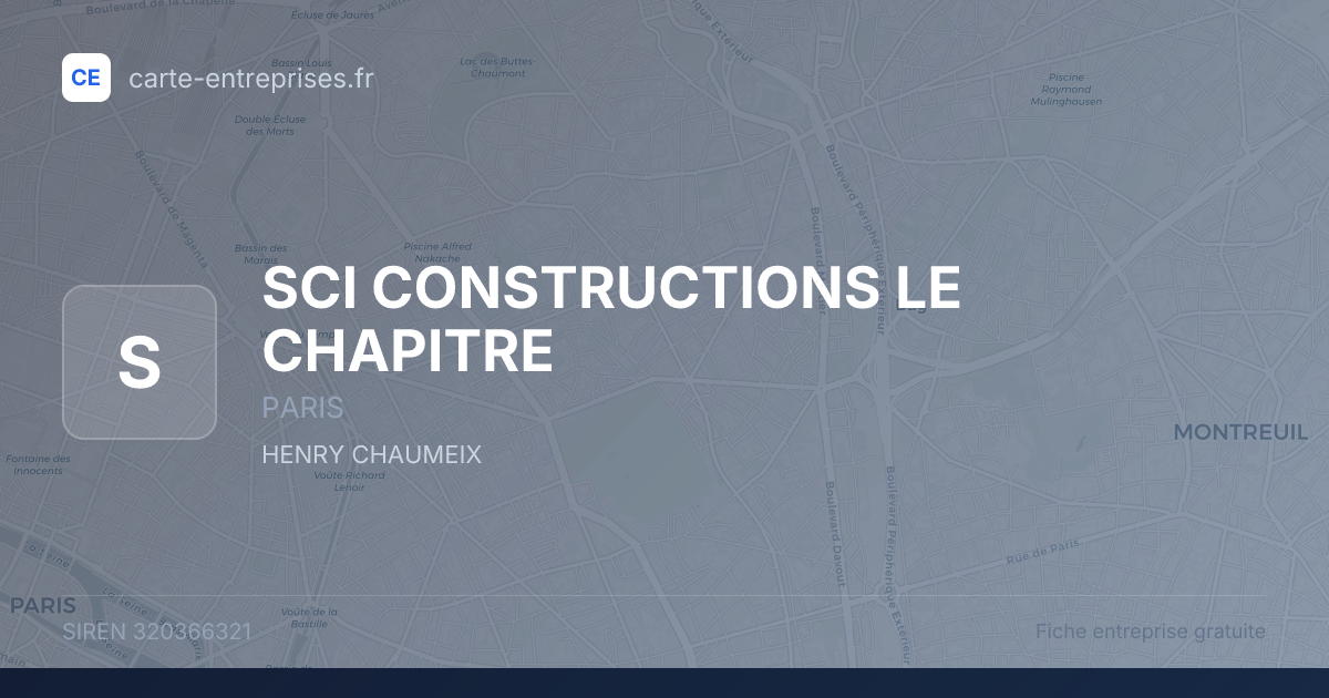 SCI CONSTRUCTIONS LE CHAPITRE — 320366321 — fiche entreprise
