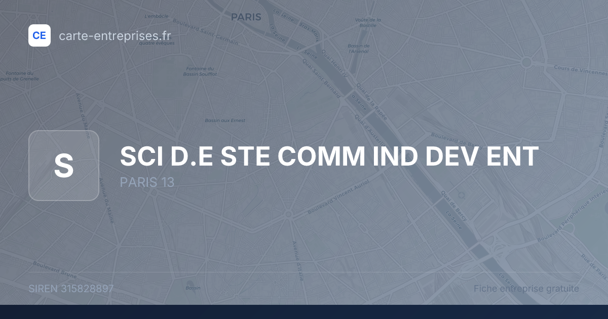 SCI D.E STE COMM IND DEV ENT — 315828897 — fiche entreprise
