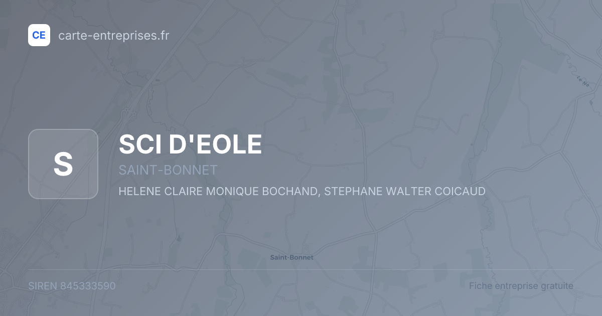 SCI D'EOLE — 845333590 — fiche entreprise