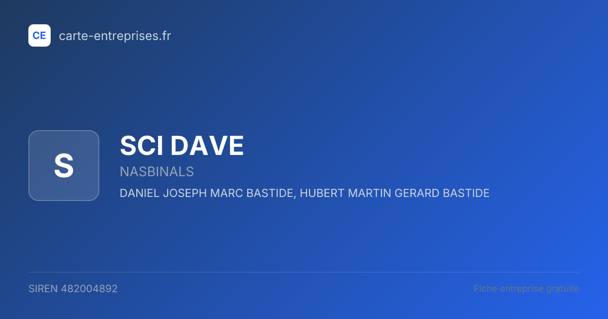 SCI DAVE — 482004892 — fiche entreprise