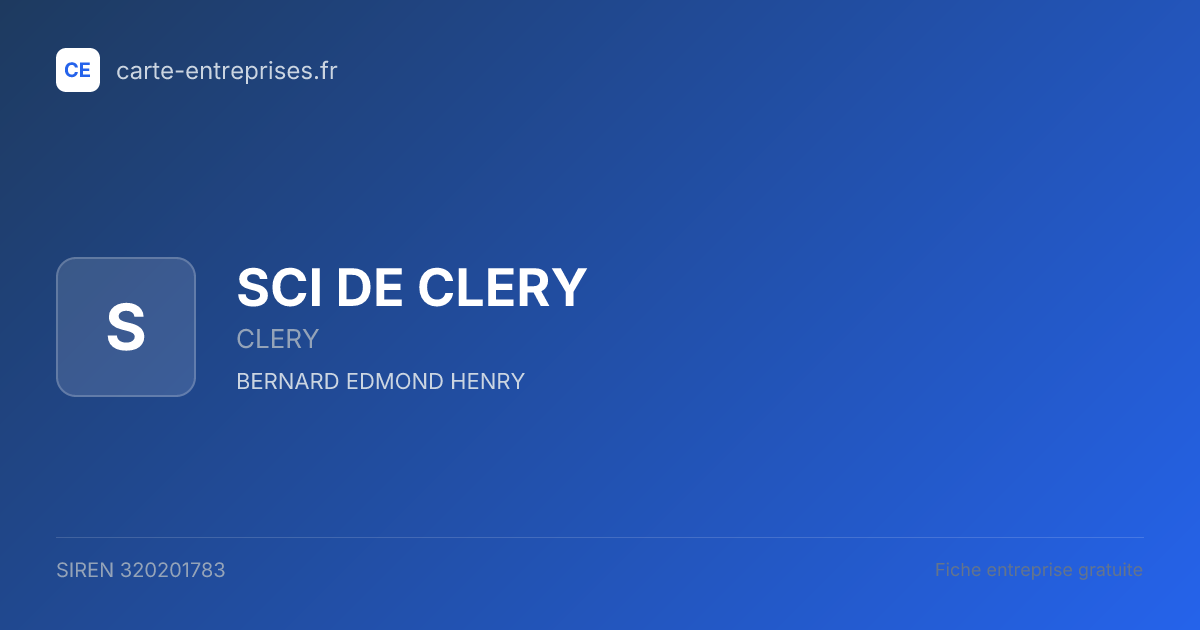 SCI DE CLERY — 320201783 — fiche entreprise