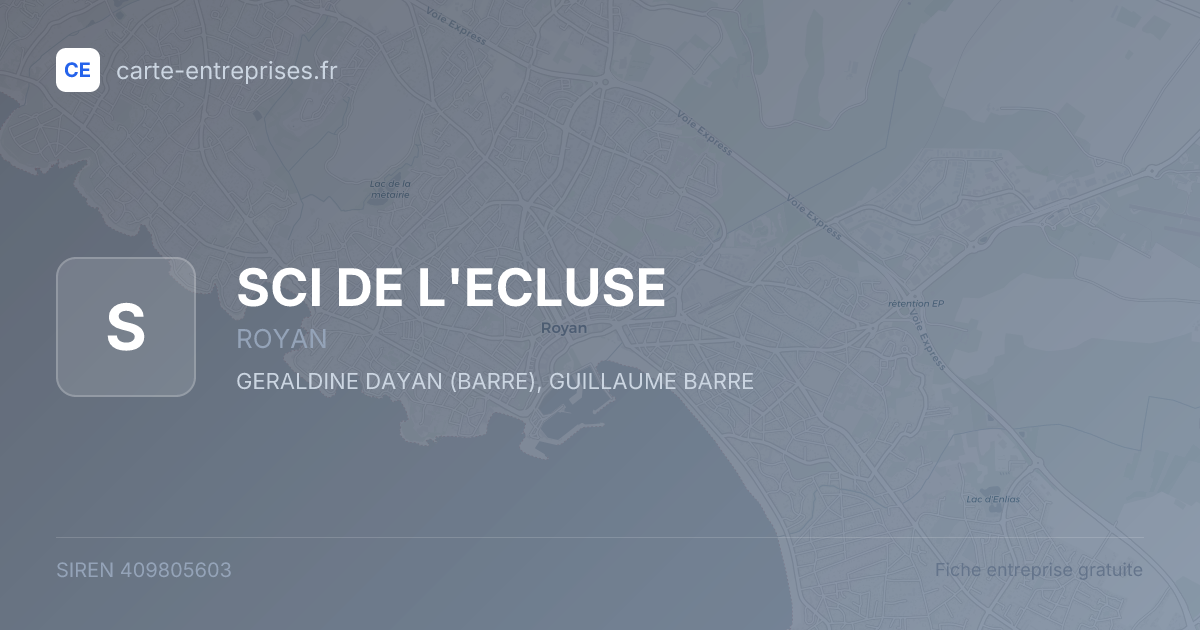 SCI DE L'ECLUSE — 409805603 — fiche entreprise