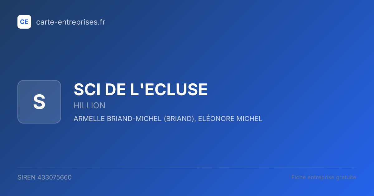 SCI DE L'ECLUSE — 433075660 — fiche entreprise