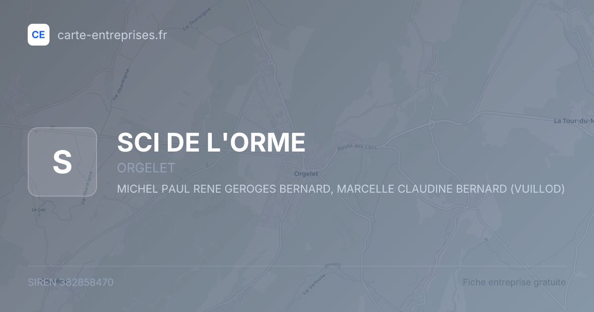 SCI DE L'ORME — 382858470 — fiche entreprise