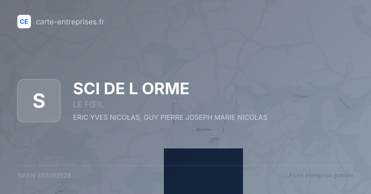 SCI DE L ORME — 389262528 — fiche entreprise