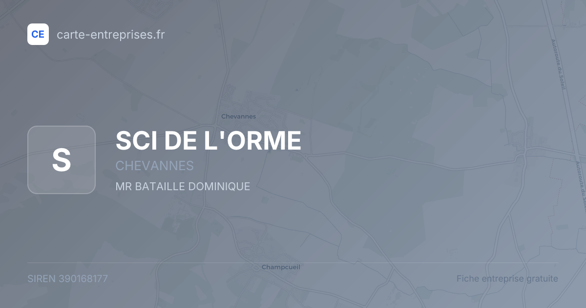 SCI DE L'ORME — 390168177 — fiche entreprise