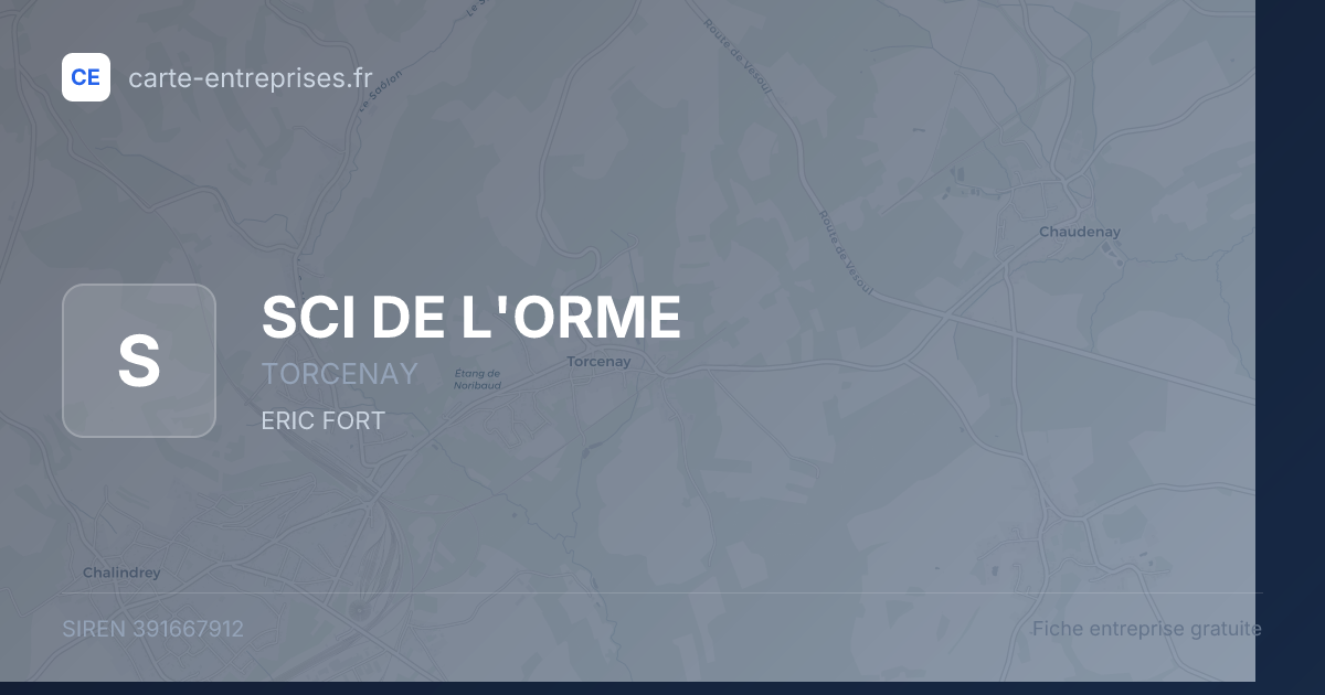 SCI DE L'ORME — 391667912 — fiche entreprise