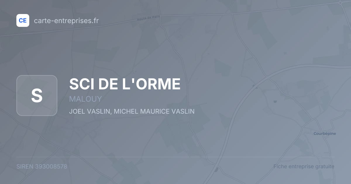 SCI DE L'ORME — 393008578 — fiche entreprise