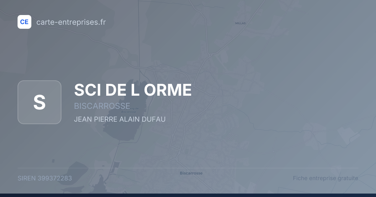 SCI DE L ORME — 399372283 — fiche entreprise