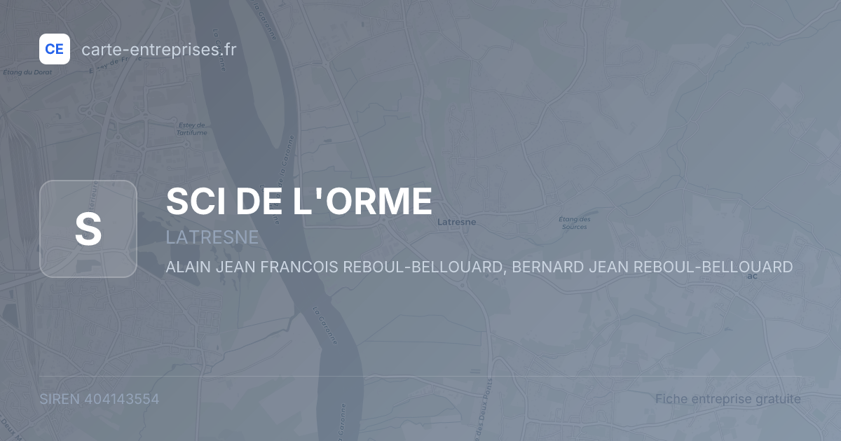 SCI DE L'ORME — 404143554 — fiche entreprise