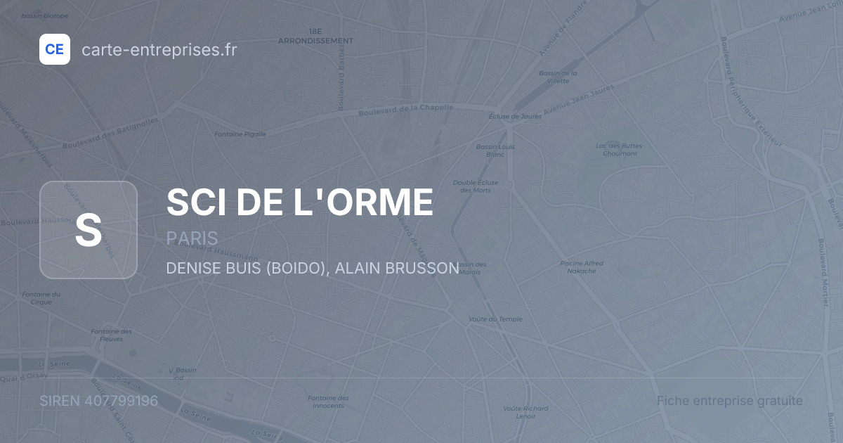SCI DE L'ORME — 407799196 — fiche entreprise
