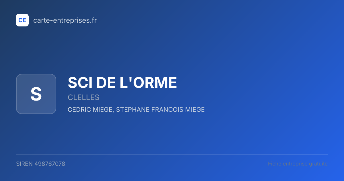 SCI DE L'ORME — 498767078 — fiche entreprise