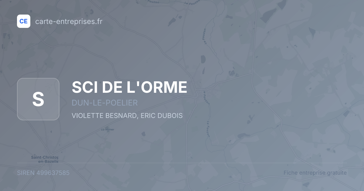SCI DE L'ORME — 499637585 — fiche entreprise