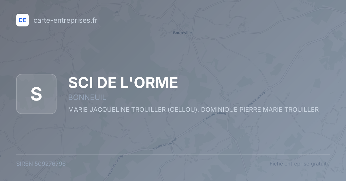 SCI DE L'ORME — 509276796 — fiche entreprise